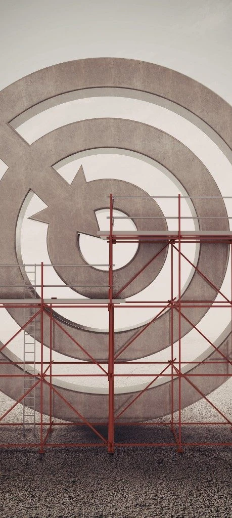 Photo illustration d'une cible avec un échafaudage